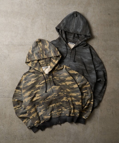 ADAMASTE(アダマスト)の「Double Zip-Up Short Hoodie Camo - 迷彩ダブルショートフーディー【短丈】(パーカー・メンズ・グレー系カモフラージュ/グリーン系カモフラージュ・SMALL/MEDIUM/LARGE)」の12枚目の写真