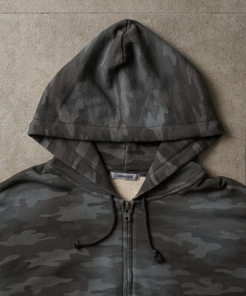 ADAMASTE(アダマスト)の「Double Zip-Up Short Hoodie Camo - 迷彩ダブルショートフーディー【短丈】(パーカー・メンズ・グレー系カモフラージュ/グリーン系カモフラージュ・SMALL/MEDIUM/LARGE)」の14枚目の写真