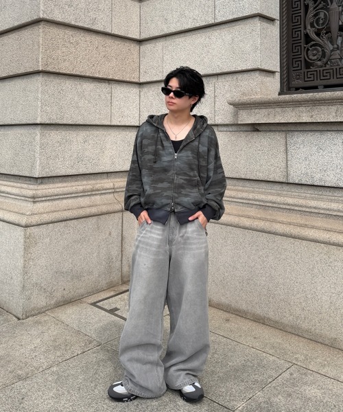 ADAMASTE(アダマスト)の「Double Zip-Up Short Hoodie Camo - 迷彩ダブルショートフーディー【短丈】(パーカー・メンズ・グレー系カモフラージュ/グリーン系カモフラージュ・SMALL/MEDIUM/LARGE)」の9枚目の写真