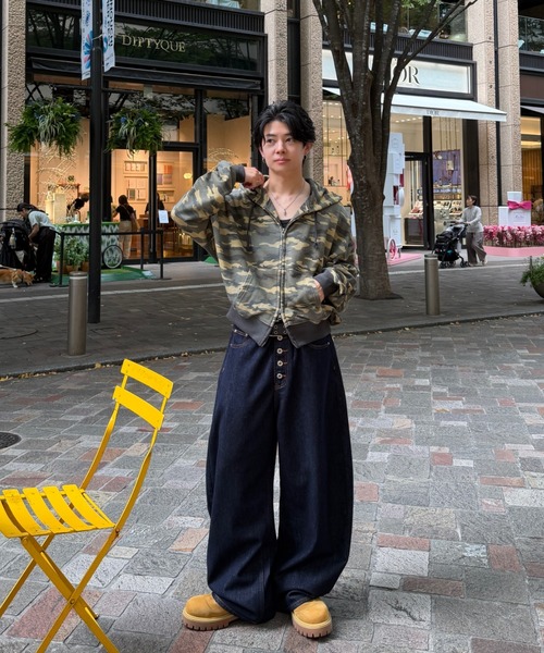 ADAMASTE(アダマスト)の「Double Zip-Up Short Hoodie Camo - 迷彩ダブルショートフーディー【短丈】(パーカー・メンズ・グレー系カモフラージュ/グリーン系カモフラージュ・SMALL/MEDIUM/LARGE)」の7枚目の写真