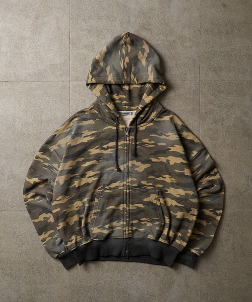 ADAMASTE(アダマスト)の「Double Zip-Up Short Hoodie Camo - 迷彩ダブルショートフーディー【短丈】(パーカー・メンズ・グレー系カモフラージュ/グリーン系カモフラージュ・SMALL/MEDIUM/LARGE)」の10枚目の写真