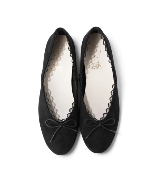 Launa lea(ラウナレア)の「【26秋冬】レースパイピングリボンバレエシューズ(B1616,B1616A,B1616C)(バレエシューズ・レディース・ピンク/アニマル/ダークブラウン/ブラック系その他/レオパード・23.5cm/23.0cm/22.0cm/22.5cm/24.5cm/24.0cm/25.0cm)」の2枚目の写真
