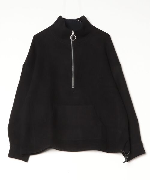 ROBES&CONFECTIONS(ローブスコンフェクションズ)の「Robes&Confections/ローブス&コンフェクションズ/コットン裏毛両面起毛ハーフジップネック(スウェット・レディース・ネイビー/ブラック/グレー系その他3・1/3)」の2枚目の写真