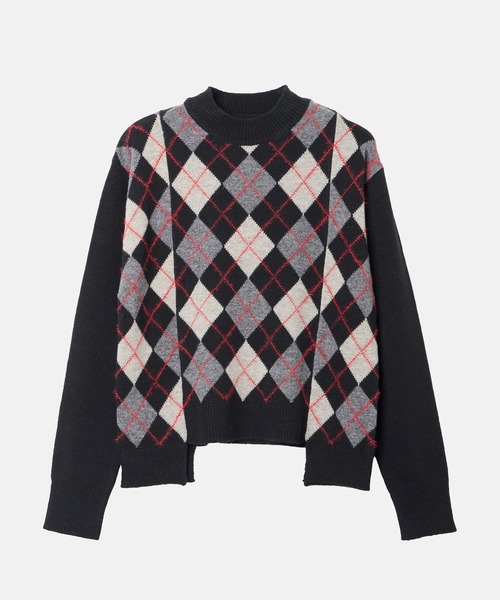 LE CIEL BLEU(ルシェルブルー)の「アーガイルニットプルオーバー / Argyle Knit Pullover(ニット/セーター・レディース・ブラック/ベージュ・36)」の6枚目の写真