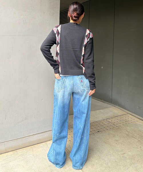 LE CIEL BLEU(ルシェルブルー)の「アーガイルニットプルオーバー / Argyle Knit Pullover(ニット/セーター・レディース・ブラック/ベージュ・36)」の4枚目の写真