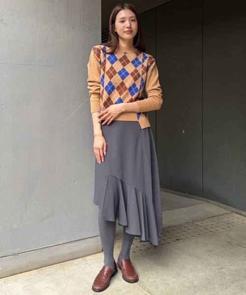 LE CIEL BLEU(ルシェルブルー)の「アーガイルニットプルオーバー / Argyle Knit Pullover(ニット/セーター・レディース・ブラック/ベージュ・36)」の10枚目の写真