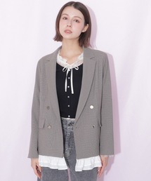 6(ROKU)＞麻ブレンド ノーカラー ジャケット（テーラードジャケット