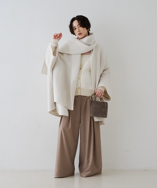 Rouge vif Anna(ルージュヴィフアンナ)の「【2点セット】カーリーヤーンアンサンブルニット(カーディガン/ボレロ・レディース・オフホワイト/ベージュ/ブラック・フリー)」の7枚目の写真