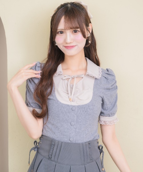 couture BY ROJITA(クチュールバイロジータ)の「シャツレイヤードテレコトップス(Tシャツ/カットソー・レディース・ブラック/グレー/ホワイト・FREE)」の10枚目の写真