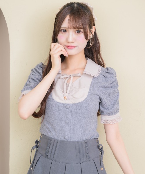 couture BY ROJITA(クチュールバイロジータ)の「シャツレイヤードテレコトップス(Tシャツ/カットソー・レディース・ブラック/グレー/ホワイト・FREE)」の11枚目の写真