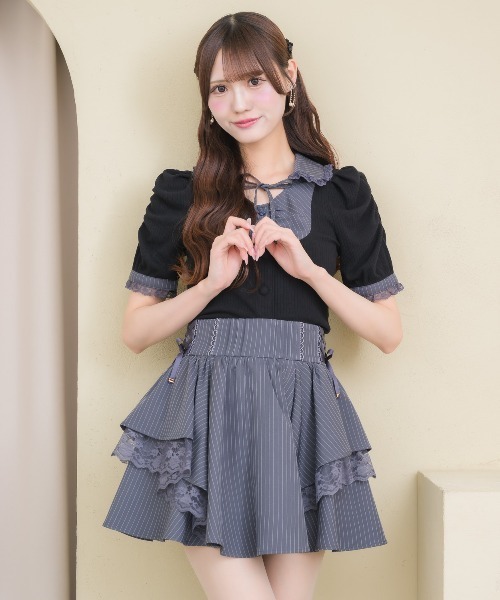 couture BY ROJITA(クチュールバイロジータ)の「シャツレイヤードテレコトップス(Tシャツ/カットソー・レディース・ブラック/グレー/ホワイト・FREE)」の7枚目の写真