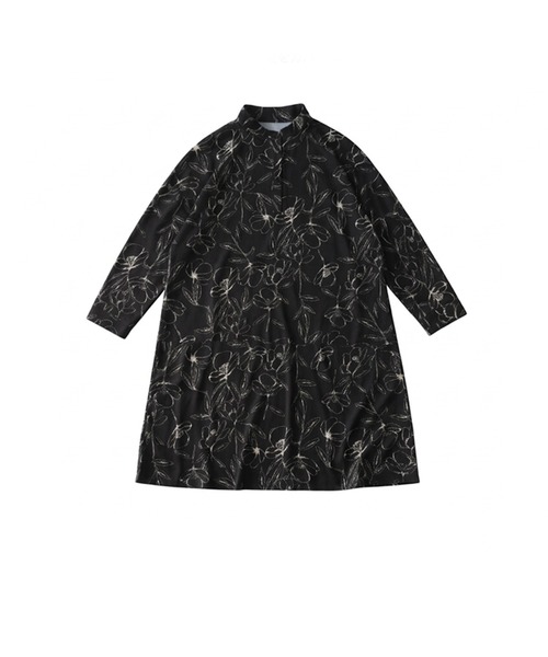 antiqua（アンティカ）の「花柄  Aライン シャツワンピース（シャツワンピース・レディース・ブラック・ONESIZE）」の10枚目の写真