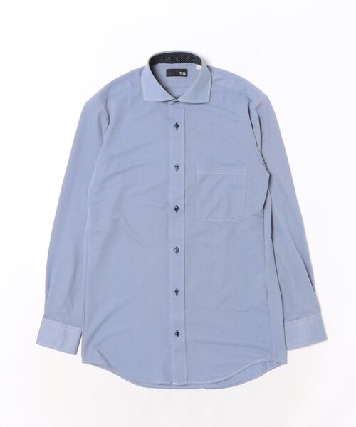 TAKA-Q(タカキュー)の「ワイシャツ メンズ 長袖 ノンアイロン ストレッチ 吸水速乾 カッタウェイ ビジネス ドレス ニット NEWスタンダードフィット(ビジネスシャツ・メンズ・ネイビー・首回り43cm-裄丈86cm/首回り41cm-裄丈82cm/首回り39cm-裄丈84cm/首回り37cm-裄丈80cm/首回り45cm-裄丈86cm)」の2枚目の写真