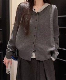 【WEB限定】レイヤード風配色ニットフーディー
