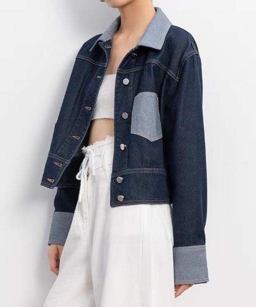 AMAJI(アマジ)の「デザイン切替 デニムジャケット(デニムジャケット・レディース・ネイビー・X-LARGE/LARGE/MEDIUM/SMALL)」の2枚目の写真