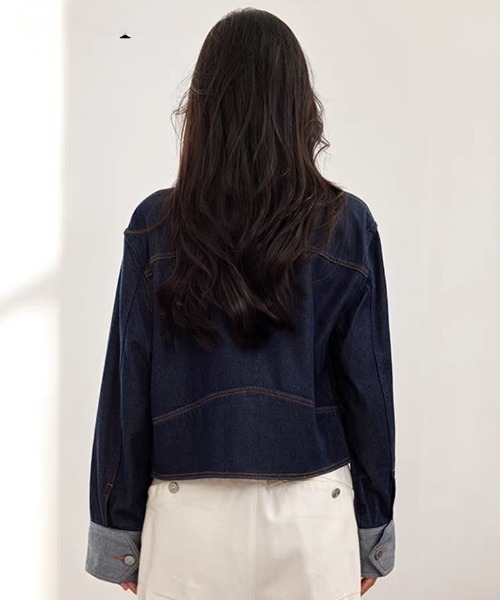AMAJI(アマジ)の「デザイン切替 デニムジャケット(デニムジャケット・レディース・ネイビー・X-LARGE/LARGE/MEDIUM/SMALL)」の3枚目の写真