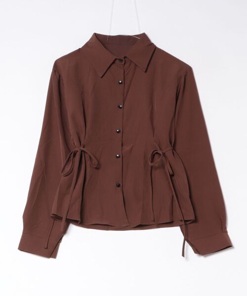 Chiina(チーナ)の「【Chiina】ウエストリボンペプラムシャツ(シャツ/ブラウス・レディース・ブラック/ホワイト/ブルー/ピンク/ブラウン・FREE)」の3枚目の写真