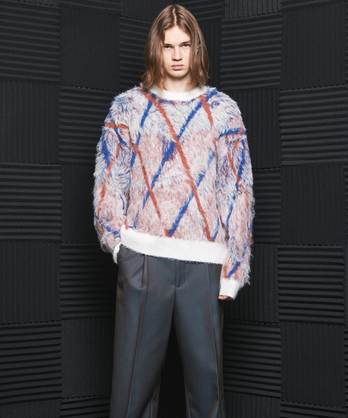 MAISON SPECIAL(メゾンスペシャル)の「《UNISEX》アブストラクトアーガイルプライムオーバーシャギーニットセーター/Abstract Argyle Prime-Over Shaggy Knit Sweater【MAISON SPECIAL/メゾンスペシャル】(ニット/セーター・メンズ・グリーン/オレンジ・0/2/1)」の7枚目の写真