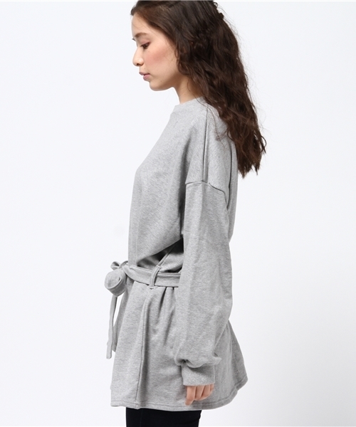 CIAOPANIC（チャオパニック）の「【Ciaopanic】　ミニ裏毛ベルト付ビッグP/O（Tシャツ/カットソー・レディース・グレー/チャコールグレー/ネイビー・FREE）」の5枚目の写真