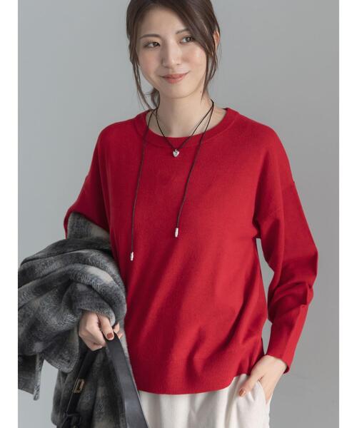 Te chichi(テチチ)の「【マシンウォッシャブル】クルーネックプルオーバー(ニット/セーター・レディース・ブラック/レッド/オフホワイト/グレー・F)」の22枚目の写真