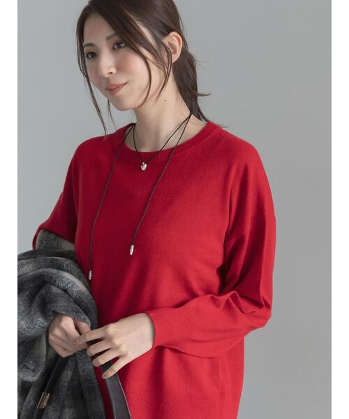 Te chichi(テチチ)の「【マシンウォッシャブル】クルーネックプルオーバー(ニット/セーター・レディース・ブラック/レッド/オフホワイト/グレー・F)」の5枚目の写真