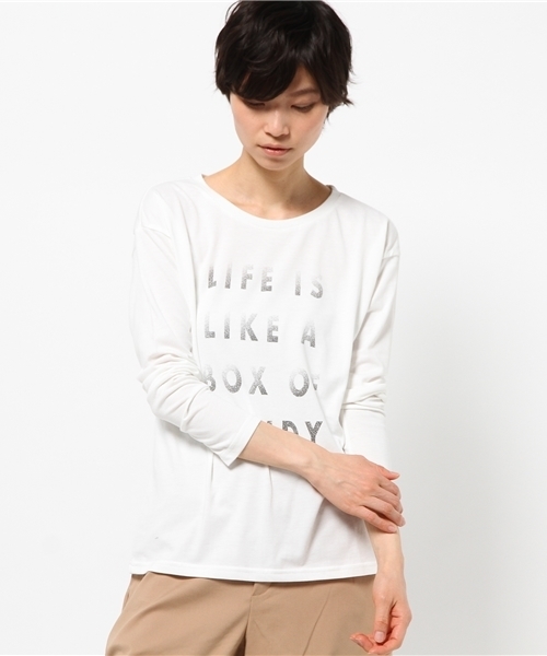 IEDIT（イディット）の「ミルブロウズ　肌心地のよさにこだわった大人シンプルロゴＴシャツ　　（Tシャツ/カットソー・レディース・オフホワイト/ダークネイビー/ブラウン/カーキ・SMALL/MEDIUM/LARGE/X-LARGE）」の20枚目の写真
