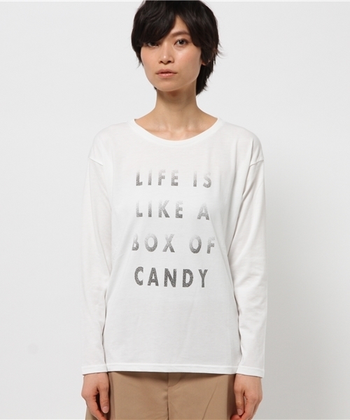 IEDIT（イディット）の「ミルブロウズ　肌心地のよさにこだわった大人シンプルロゴＴシャツ　　（Tシャツ/カットソー・レディース・オフホワイト/ダークネイビー/ブラウン/カーキ・SMALL/MEDIUM/LARGE/X-LARGE）」の5枚目の写真