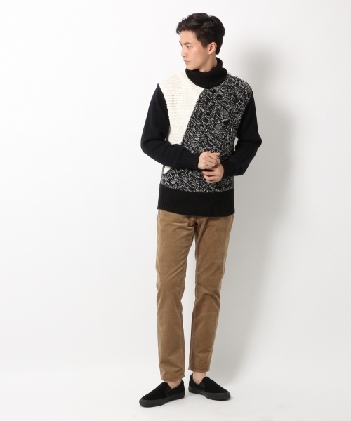 GLOBAL WORK（グローバルワーク）の「3ゲージコットンアクリルタートルニット/726063（ニット/セーター・メンズ・ダークグレー/ホワイト/ブラック/カーキ・MEDIUM/SMALL/X-LARGE/LARGE）」の9枚目の写真