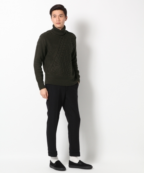 GLOBAL WORK（グローバルワーク）の「3ゲージコットンアクリルタートルニット/726063（ニット/セーター・メンズ・ダークグレー/ホワイト/ブラック/カーキ・MEDIUM/SMALL/X-LARGE/LARGE）」の10枚目の写真