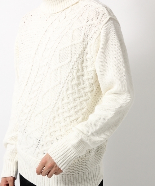 GLOBAL WORK（グローバルワーク）の「3ゲージコットンアクリルタートルニット/726063（ニット/セーター・メンズ・ダークグレー/ホワイト/ブラック/カーキ・MEDIUM/SMALL/X-LARGE/LARGE）」の15枚目の写真