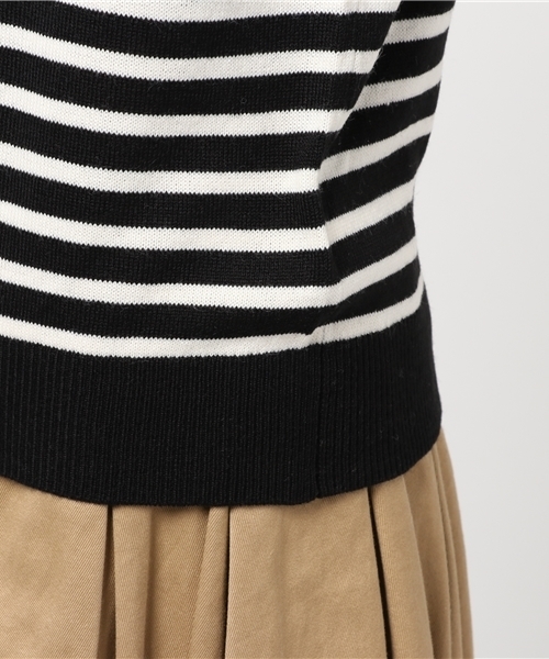 earth music&ecology（アースミュージックアンドエコロジー）の「タートル衿フリルボーダーニットプルオーバー（ニット/セーター・レディース・ダークグリーン/キャメル/ブラック/アイボリー・S/M）」の10枚目の写真