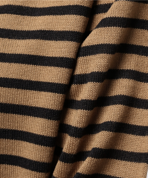 earth music&ecology（アースミュージックアンドエコロジー）の「タートル衿フリルボーダーニットプルオーバー（ニット/セーター・レディース・ダークグリーン/キャメル/ブラック/アイボリー・S/M）」の11枚目の写真