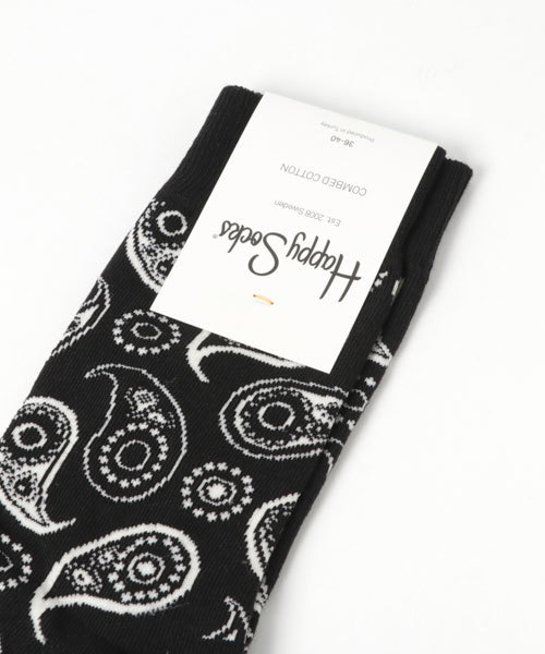 Happy Socks（ハッピーソックス）の「Happy Socks/ハッピーソックス PAISLEY/ペイズリー 605061（ソックス/靴下・メンズ・ブラック/ライトブルー/ピンク・36/41）」の4枚目の写真