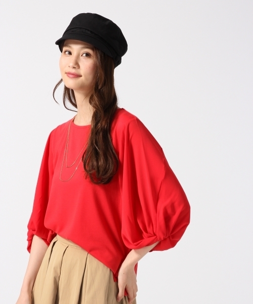 GLOBAL WORK(グローバルワーク)の「【吸水速乾】ボリュームスリーブ8分袖/739835(Tシャツ/カットソー・レディース・ホワイト/ライトグレー/レッド/オフホワイト/ネイビー・MEDIUM/LARGE)」の5枚目の写真