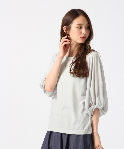 GLOBAL WORK(グローバルワーク)の「【吸水速乾】ボリュームスリーブ8分袖/739835(Tシャツ/カットソー・レディース・ホワイト/ライトグレー/レッド/オフホワイト/ネイビー・MEDIUM/LARGE)」の3枚目の写真