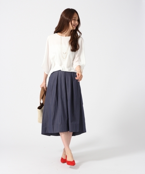 GLOBAL WORK(グローバルワーク)の「【吸水速乾】ボリュームスリーブ8分袖/739835(Tシャツ/カットソー・レディース・ホワイト/ライトグレー/レッド/オフホワイト/ネイビー・MEDIUM/LARGE)」の6枚目の写真