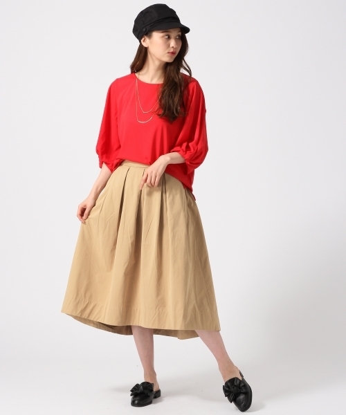 GLOBAL WORK(グローバルワーク)の「【吸水速乾】ボリュームスリーブ8分袖/739835(Tシャツ/カットソー・レディース・ホワイト/ライトグレー/レッド/オフホワイト/ネイビー・MEDIUM/LARGE)」の7枚目の写真