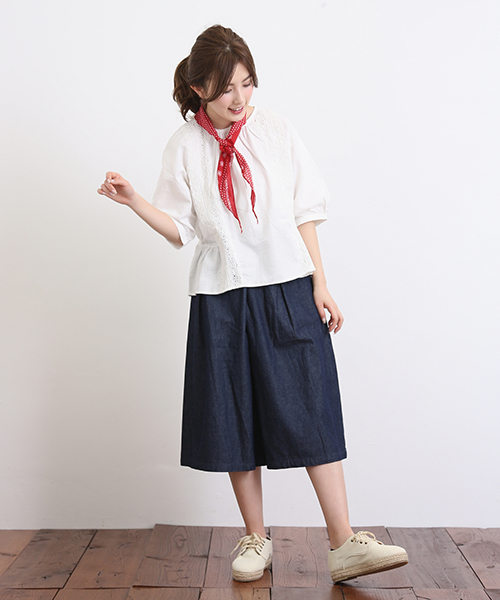 CUBE SUGAR（キューブシュガー）の「ガーゼビエラ×レースプルオーバーブラウス（シャツ/ブラウス・レディース・ブラック/ホワイト/ネイビー/ベージュ・M）」の12枚目の写真