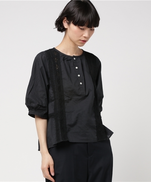 CUBE SUGAR（キューブシュガー）の「ガーゼビエラ×レースプルオーバーブラウス（シャツ/ブラウス・レディース・ブラック/ホワイト/ネイビー/ベージュ・M）」の3枚目の写真