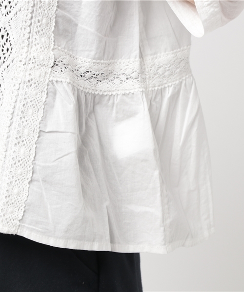 CUBE SUGAR（キューブシュガー）の「ガーゼビエラ×レースプルオーバーブラウス（シャツ/ブラウス・レディース・ブラック/ホワイト/ネイビー/ベージュ・M）」の10枚目の写真