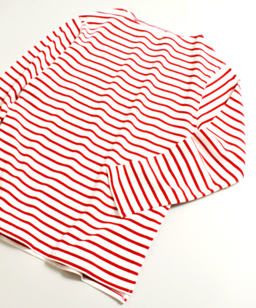 Denime(ドゥニーム)の「 ヘビーボーダーボートネックロンT:MENS(Tシャツ/カットソー・メンズ・レッド系その他/ブルー系その他/ブラウン系その他/ネイビー・LARGE/SMALL/MEDIUM)」の8枚目の写真