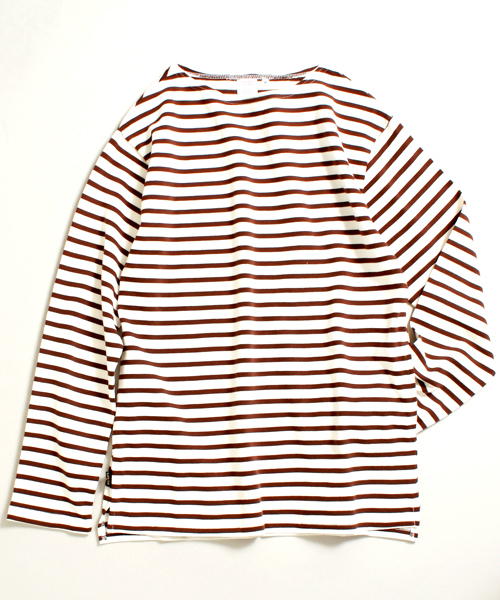 Denime(ドゥニーム)の「 ヘビーボーダーボートネックロンT:MENS(Tシャツ/カットソー・メンズ・レッド系その他/ブルー系その他/ブラウン系その他/ネイビー・LARGE/SMALL/MEDIUM)」の10枚目の写真