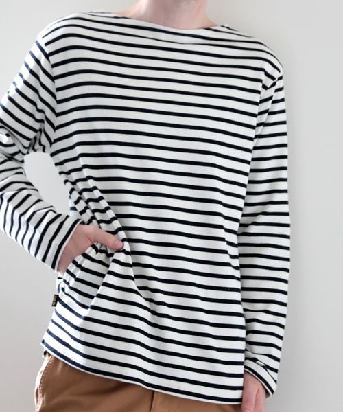 Denime(ドゥニーム)の「 ヘビーボーダーボートネックロンT:MENS(Tシャツ/カットソー・メンズ・レッド系その他/ブルー系その他/ブラウン系その他/ネイビー・LARGE/SMALL/MEDIUM)」の21枚目の写真