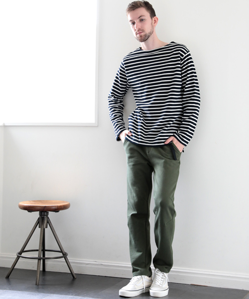 Denime(ドゥニーム)の「 ヘビーボーダーボートネックロンT:MENS(Tシャツ/カットソー・メンズ・レッド系その他/ブルー系その他/ブラウン系その他/ネイビー・LARGE/SMALL/MEDIUM)」の20枚目の写真