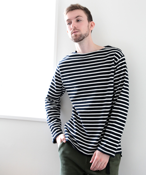 Denime(ドゥニーム)の「 ヘビーボーダーボートネックロンT:MENS(Tシャツ/カットソー・メンズ・レッド系その他/ブルー系その他/ブラウン系その他/ネイビー・LARGE/SMALL/MEDIUM)」の19枚目の写真