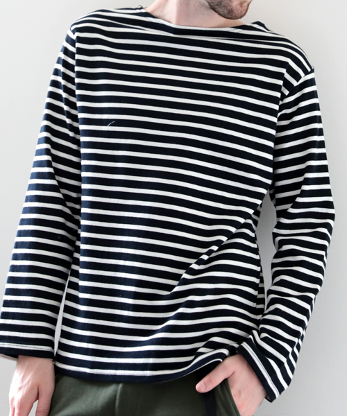 Denime(ドゥニーム)の「 ヘビーボーダーボートネックロンT:MENS(Tシャツ/カットソー・メンズ・レッド系その他/ブルー系その他/ブラウン系その他/ネイビー・LARGE/SMALL/MEDIUM)」の18枚目の写真