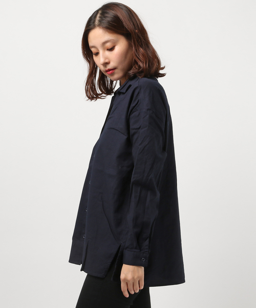 RAY CASSIN（レイカズン）の「シンプル抜き衿シャツ（シャツ/ブラウス・レディース・ネイビー/カーキ/オフホワイト・FREE）」の5枚目の写真