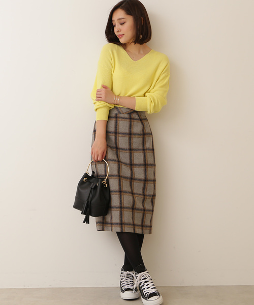 N.（N. Natural Beauty Basic）（エヌエヌナチュラルビューティーベーシック）の「チェックタイトスカート（スカート・レディース・グレー系その他/ダークネイビー・MEDIUM/SMALL）」の8枚目の写真