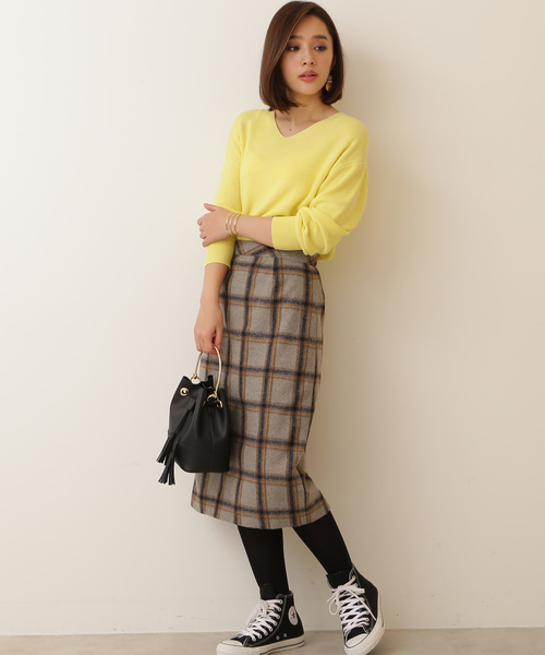 N.（N. Natural Beauty Basic）（エヌエヌナチュラルビューティーベーシック）の「チェックタイトスカート（スカート・レディース・グレー系その他/ダークネイビー・MEDIUM/SMALL）」の13枚目の写真