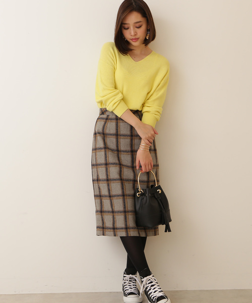 N.（N. Natural Beauty Basic）（エヌエヌナチュラルビューティーベーシック）の「チェックタイトスカート（スカート・レディース・グレー系その他/ダークネイビー・MEDIUM/SMALL）」の9枚目の写真